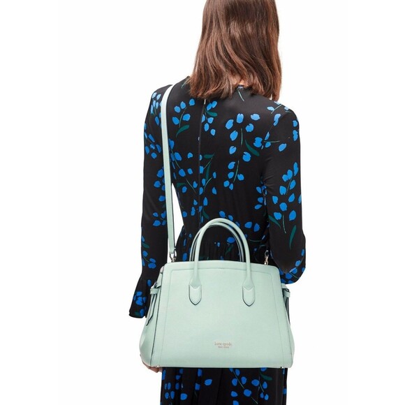 New Kate Spade Knott Pebble Leather Large Satchel Leather Chrystal Blue - Picture 3 of 8